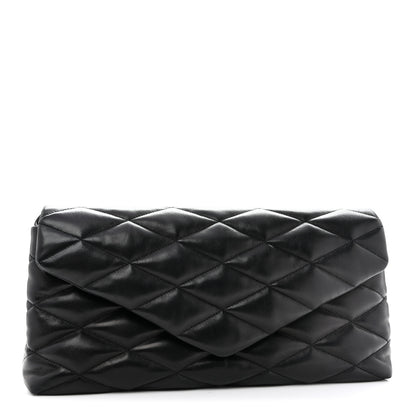 Saint Laurent Lambskin Quilted Sade Puffer Envelope Clutch Black 1 of 18
