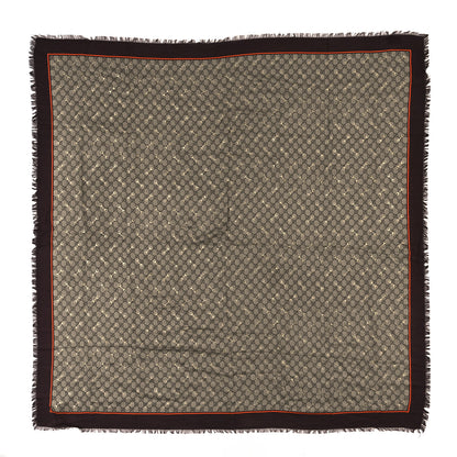 Gucci Modal Silk GG Monogram Big Gold Horsebit Fringe Shawl Beige Brown Orange 1 of 3