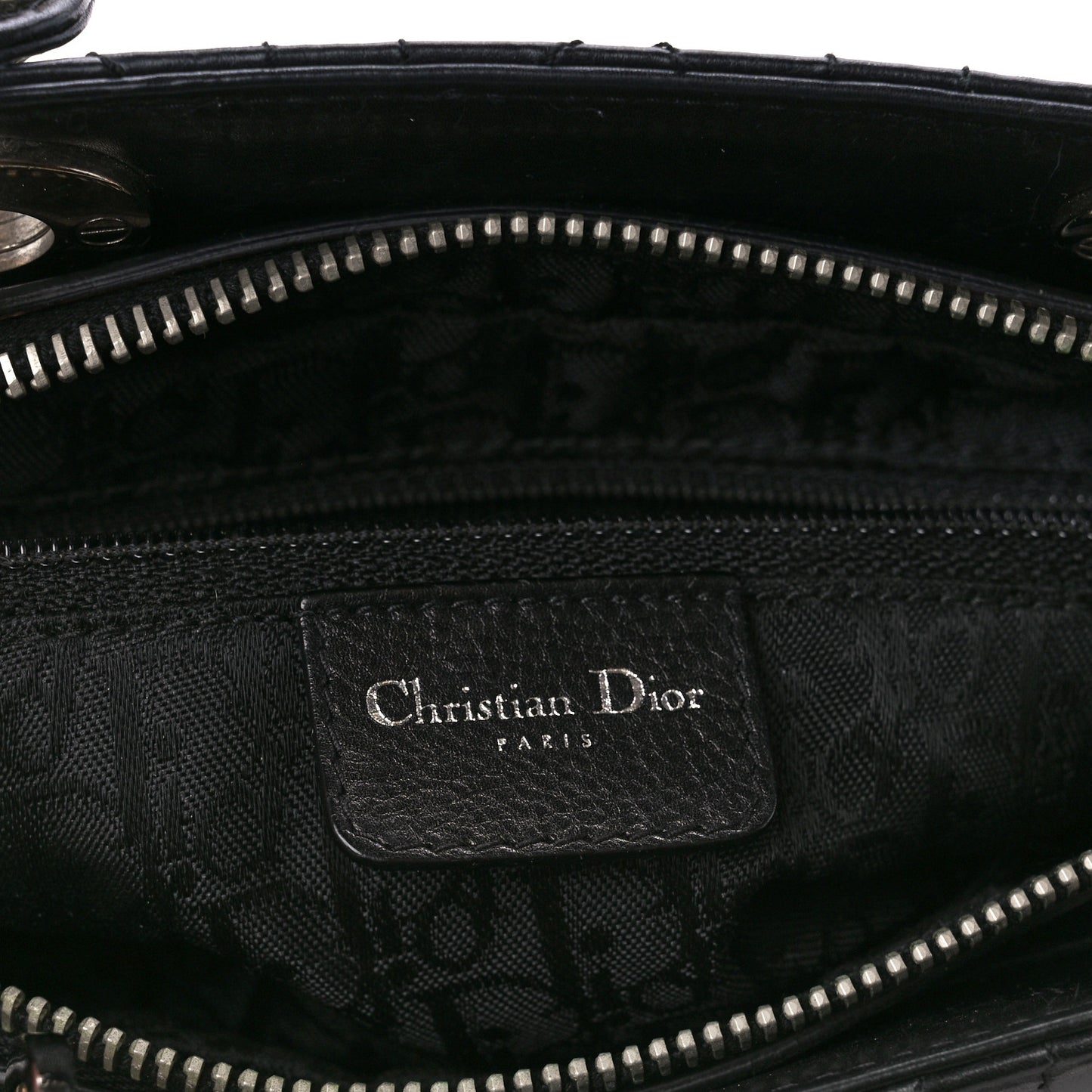 Calfskin Cannage Stitched Small East West Lady Dior Black