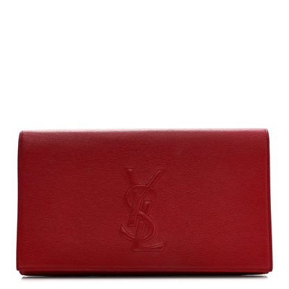 Saint Laurent Calfskin Monogram Large Belle De Jour Clutch Red 1 of 6