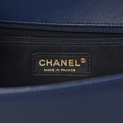 Chanel Lambskin Quilted New Medium Boy Flap Dark Navy Blue 6 of 11