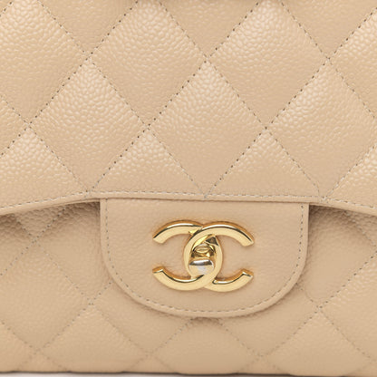Chanel Caviar Quilted Jumbo Double Flap Light Beige 9 of 16