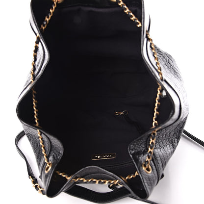 Chanel Calfskin Crocodile Embossed Large Backpack Black 5 of 11