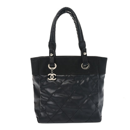 Chanel Coated Canvas Quilted Small Paris Biarritz Tote Black 1 of 10