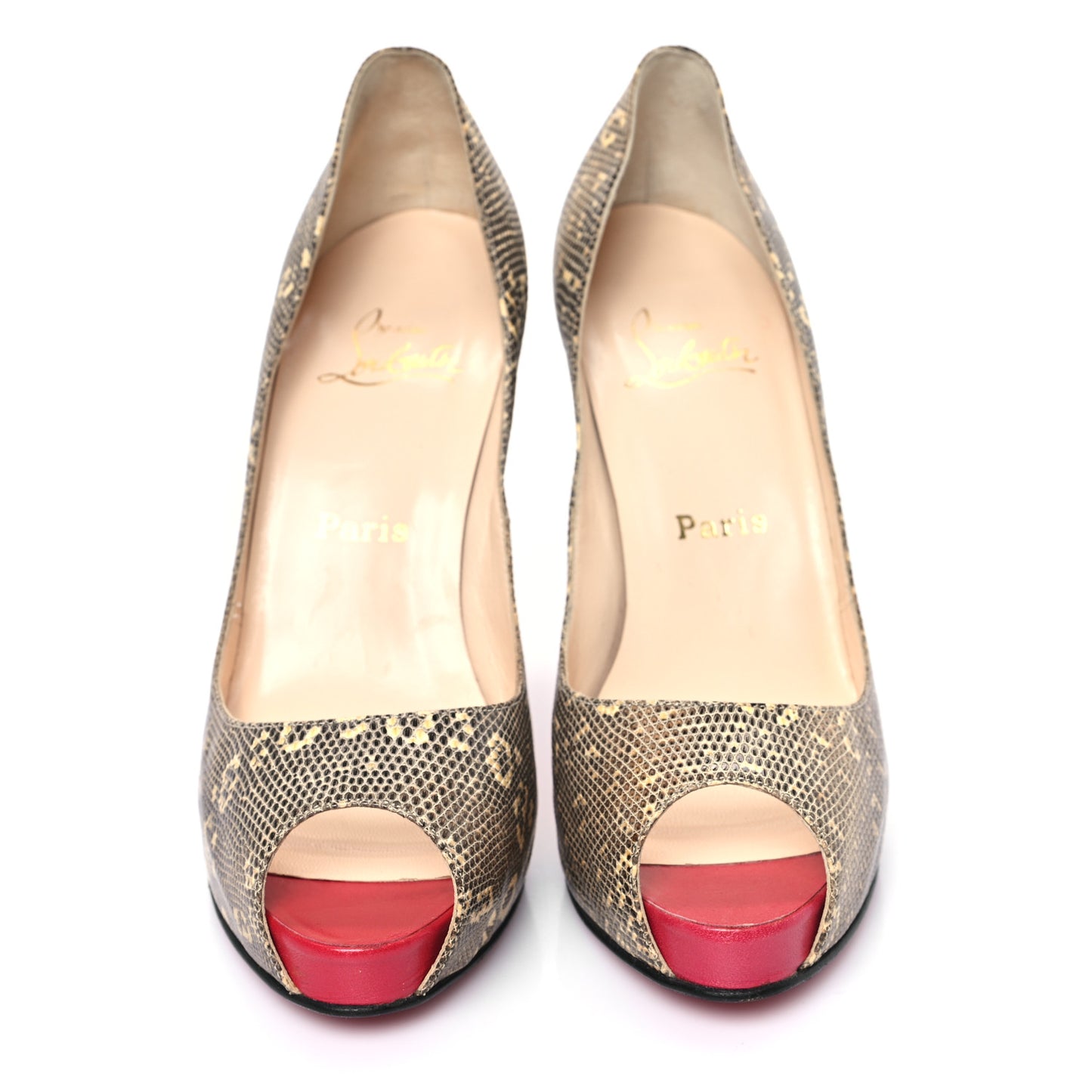 Lizard Lady Peep 120 Pumps 38.5 Beige