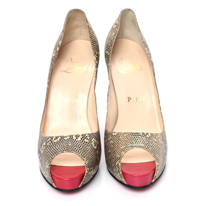 Christian Louboutin Lizard Lady Peep 120 Pumps 38.5 Beige 2 of 9
