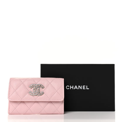 Chanel Caviar Quilted Crystal CC Flap Card Holder Pink 11 of 11