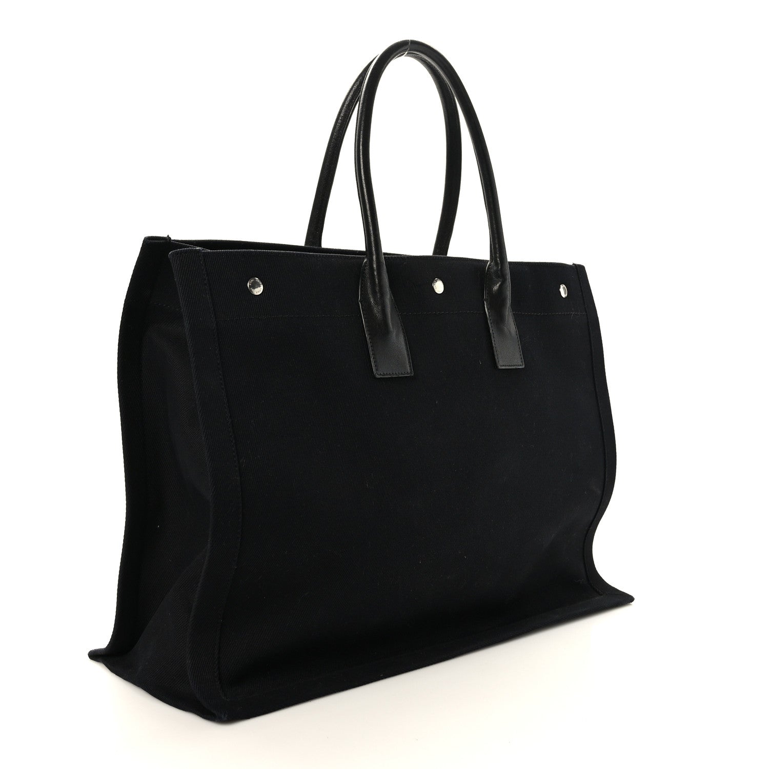 Saint Laurent Linen Calfskin Rive Gauche Tote Black 3 of 9