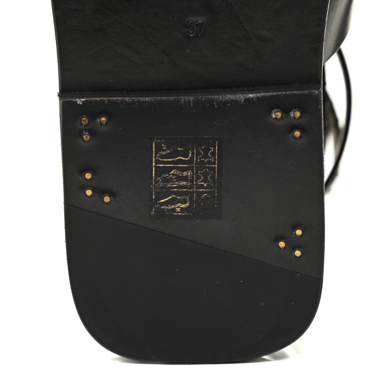 Saint Laurent Calfskin Culver Studded Flat Sandals 37 Black 9 of 12