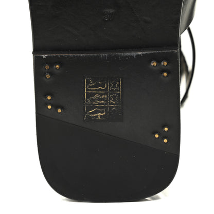 Saint Laurent Calfskin Culver Studded Flat Sandals 37 Black 9 of 12