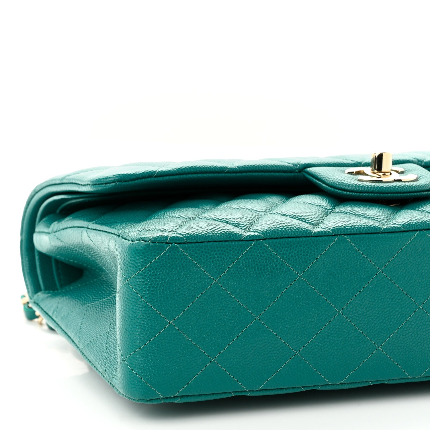 Chanel Caviar Quilted Medium Double Flap Green 9 of 10