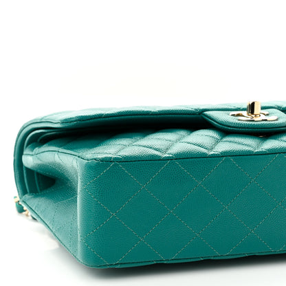 Chanel Caviar Quilted Medium Double Flap Green 9 of 10