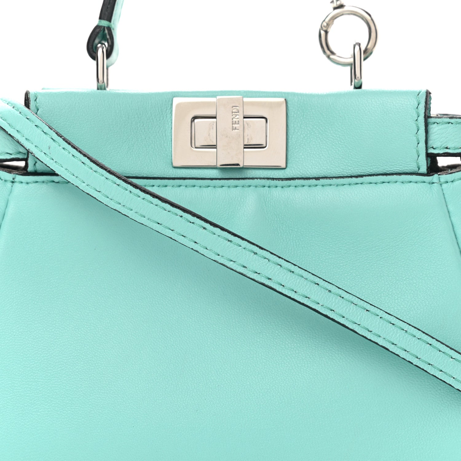 Fendi Shiny Nappa Micro Peekaboo Iconic Satchel Turchese Egiz 8 of 10