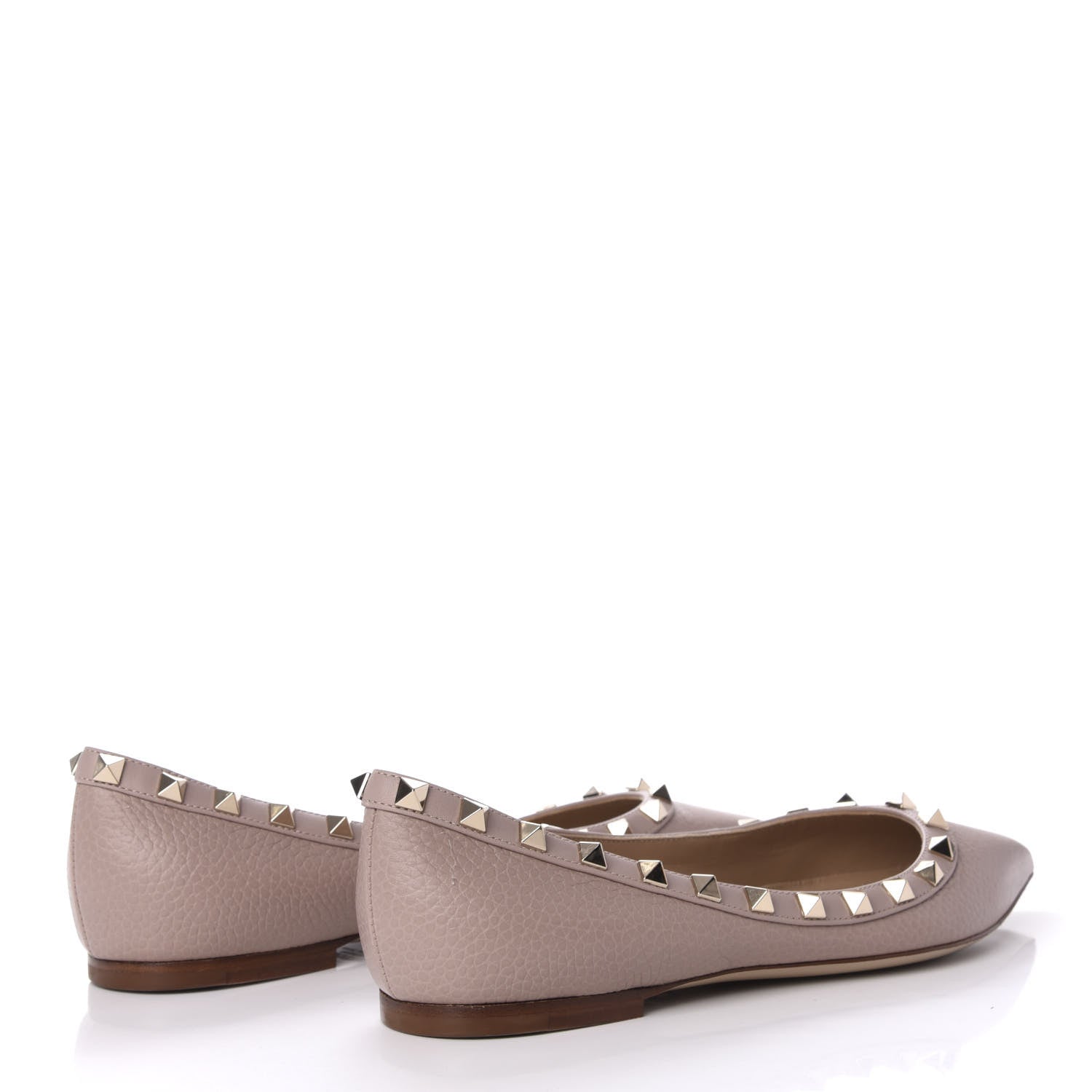 Valentino Garavani Pebbled Calfskin Rockstud Ballerina Flats 38 Poudre 4 of 9