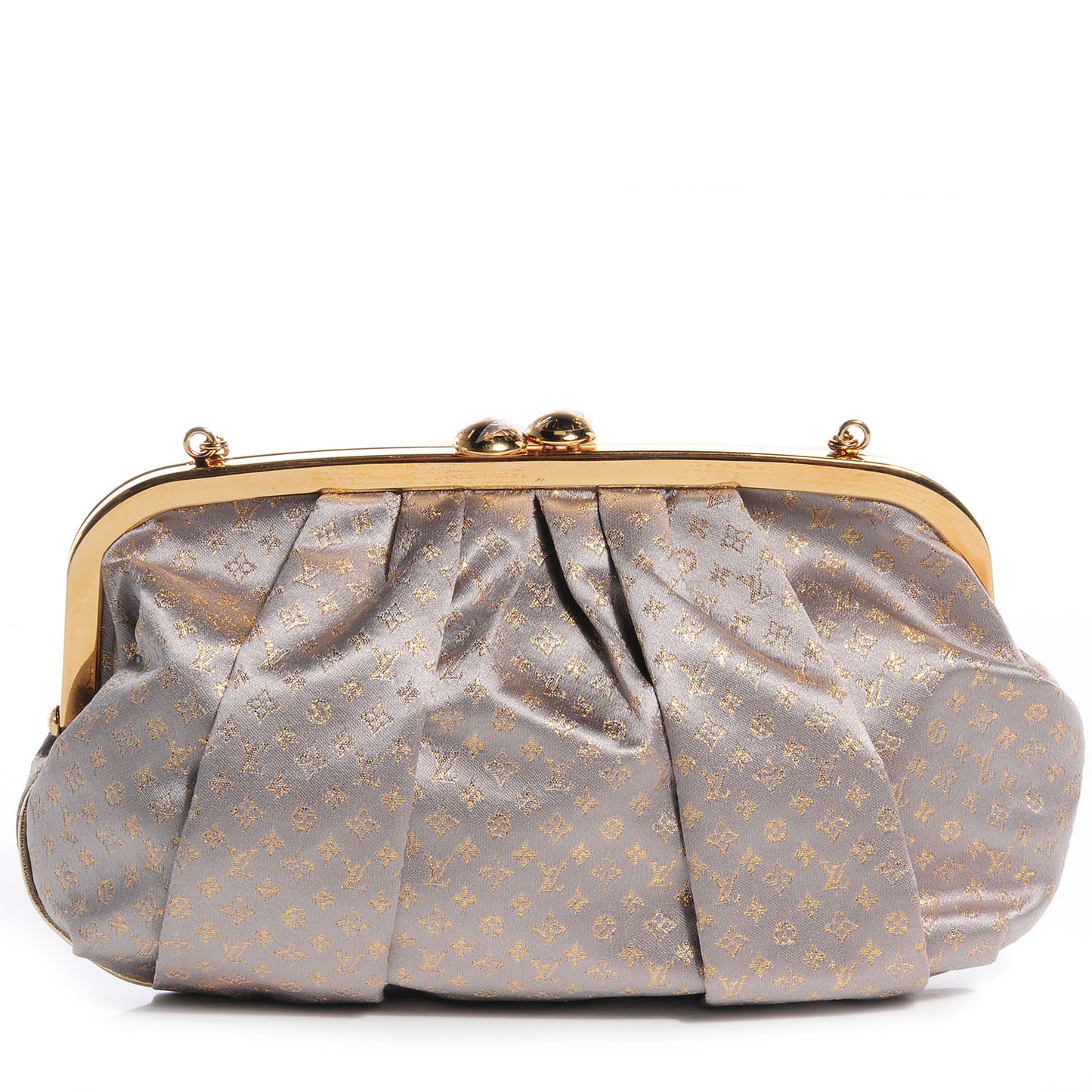 Satin Monogram Aumoniere Clutch Silver