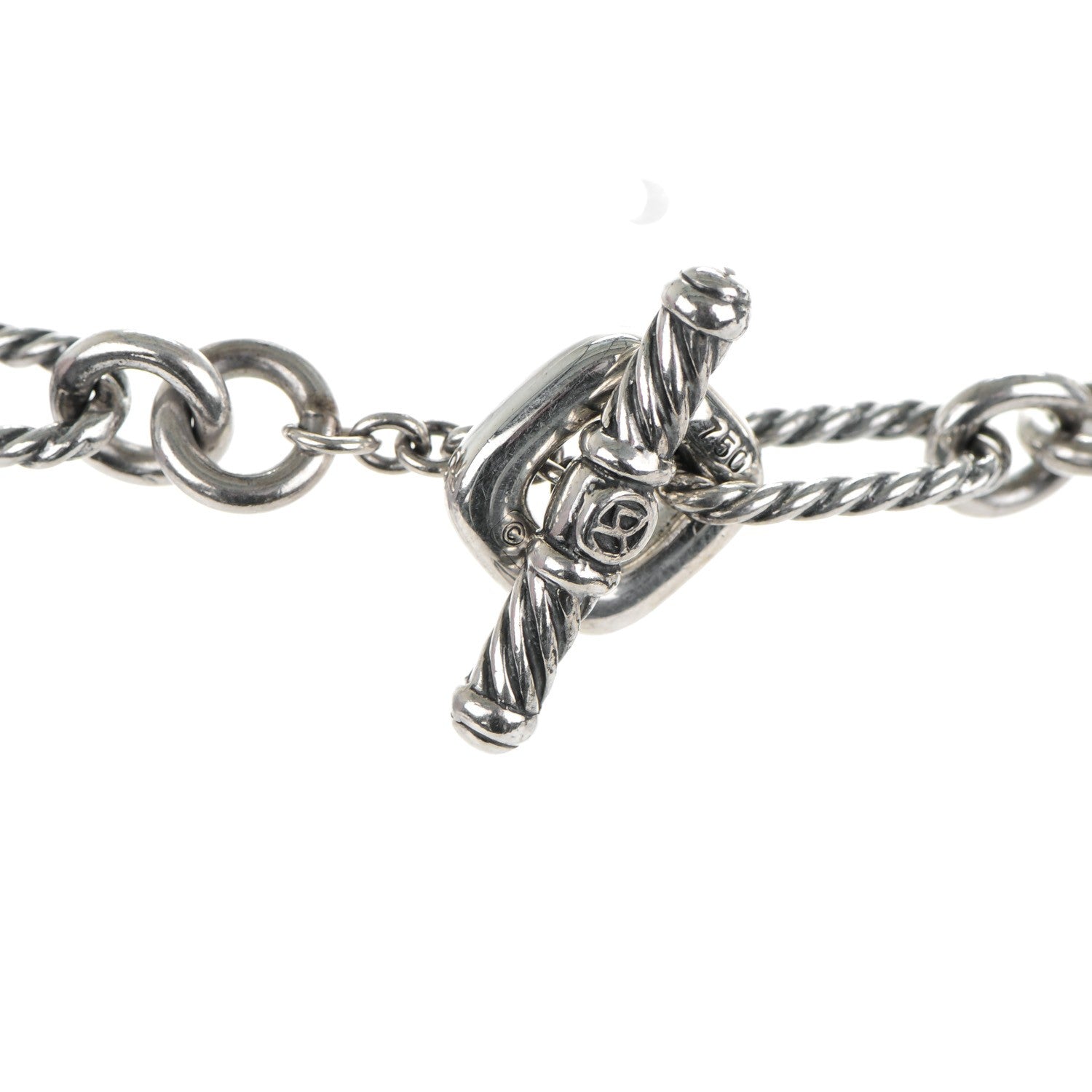 David Yurman Sterling Silver 18K Yellow Gold Cable Heart Figaro Necklace 3 of 4
