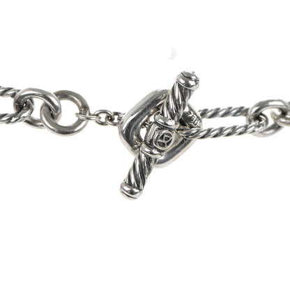 David Yurman Sterling Silver 18K Yellow Gold Cable Heart Figaro Necklace 3 of 4