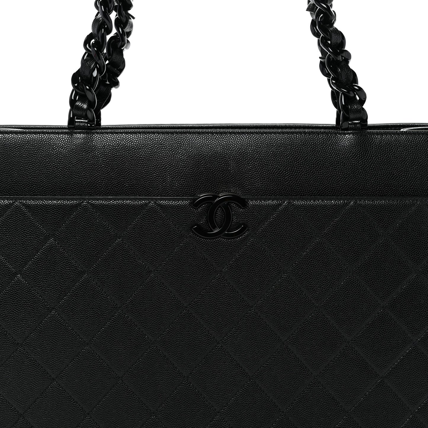 Caviar Quilted My Everything Large Shopping Tote Black