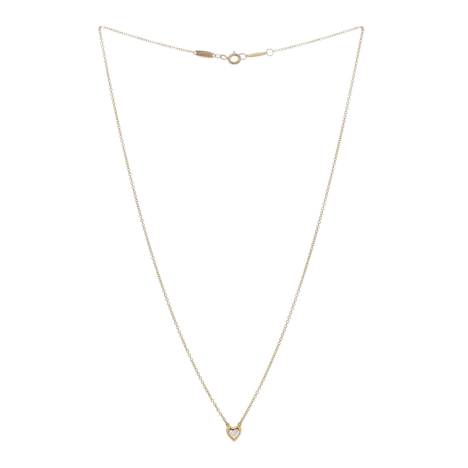 Tiffany 18K Yellow Gold Diamond .17ct Elsa Peretti Diamonds by the Yard Heart Pendant Necklace 3 of 4