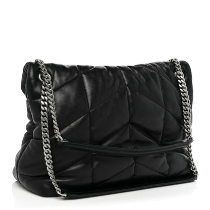 Saint Laurent Lambskin Quilted Medium Loulou Puffer Monogram Chain Satchel Black 3 of 16