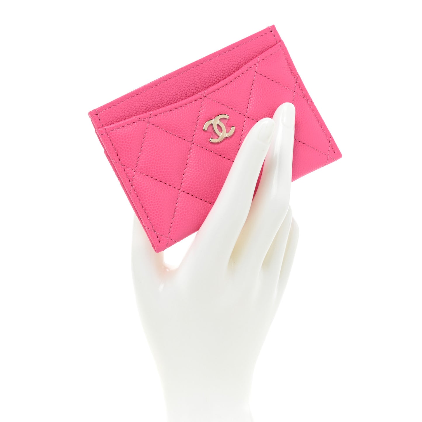 Caviar Quilted Card Holder Pink