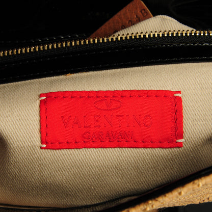 Valentino Garavani Woven Straw Patent Histoire Black 6 of 8