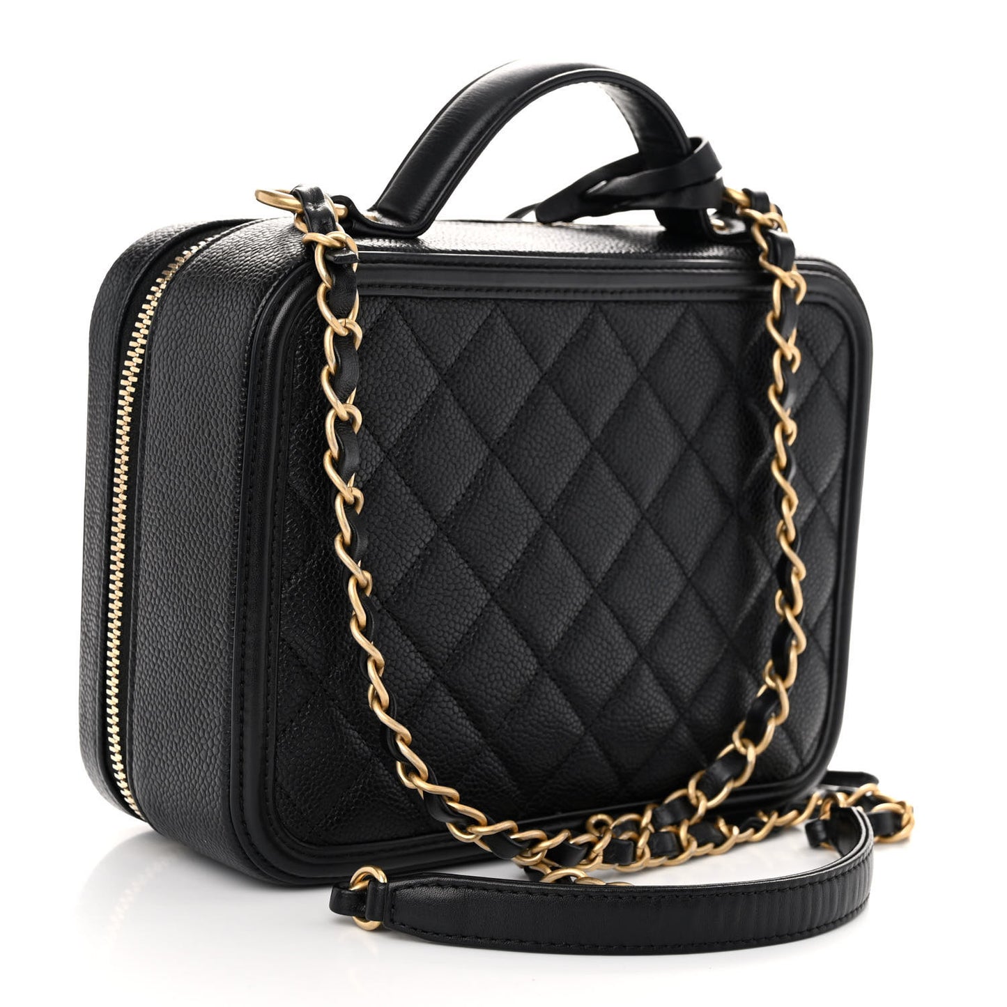 Caviar Quilted Medium CC Filigree Vanity Case Black