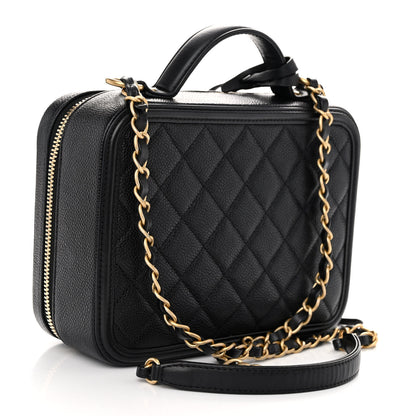 Chanel Caviar Quilted Medium CC Filigree Vanity Case Black 3 of 10
