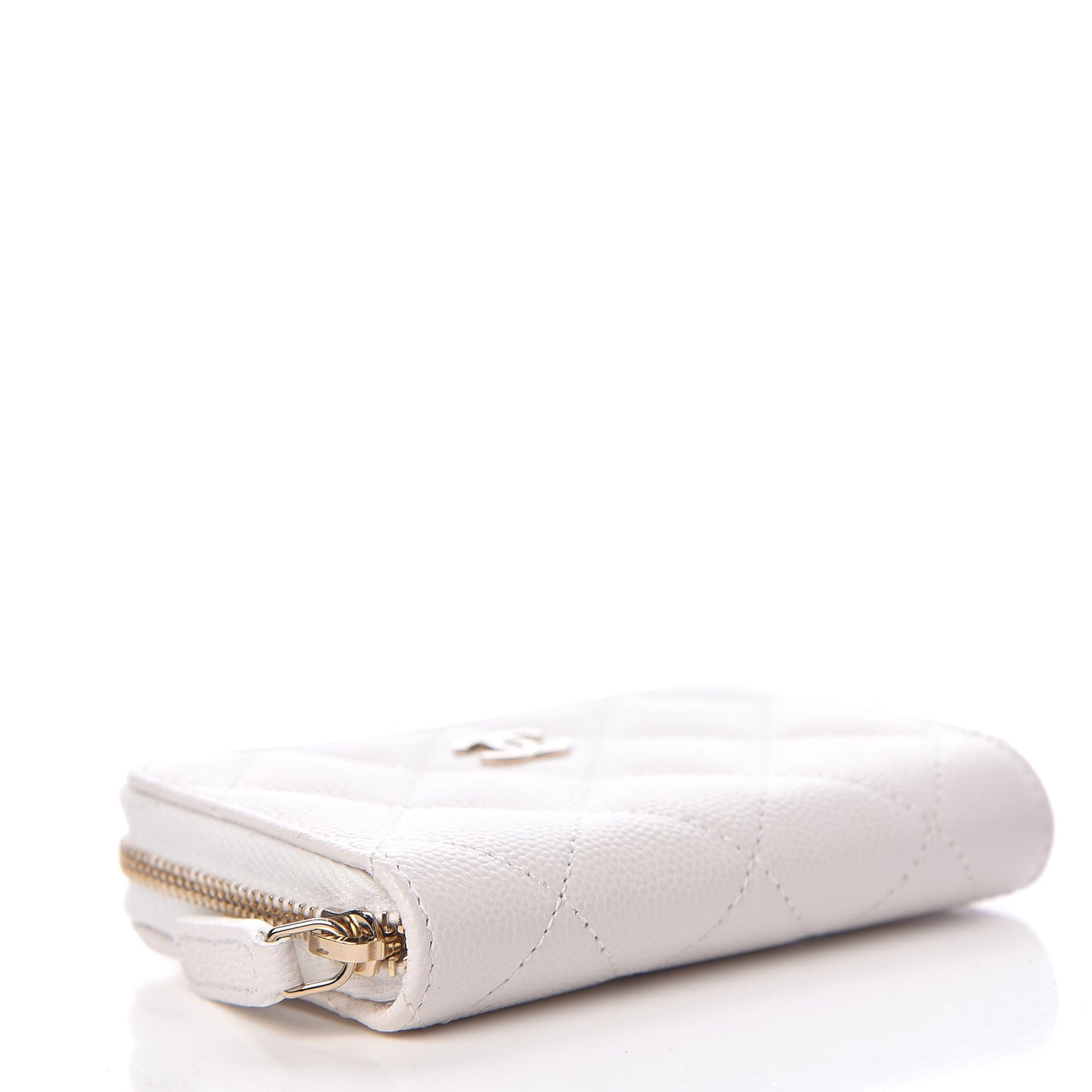 Caviar Quilted Zip Coin Purse White