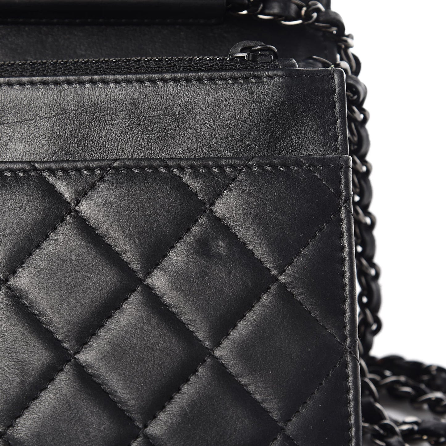 Lambskin Quilted Boy Wallet On Chain WOC Black