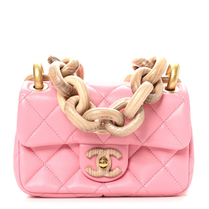Chanel Lambskin Wenge Quilted Mini Fashion Wood Square Flap Pink 1 of 10