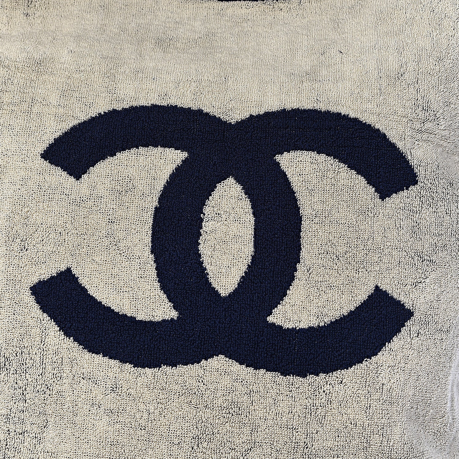 Chanel Terry Cotton CC Beach Tote Towel Set Navy Blue Beige 9 of 12