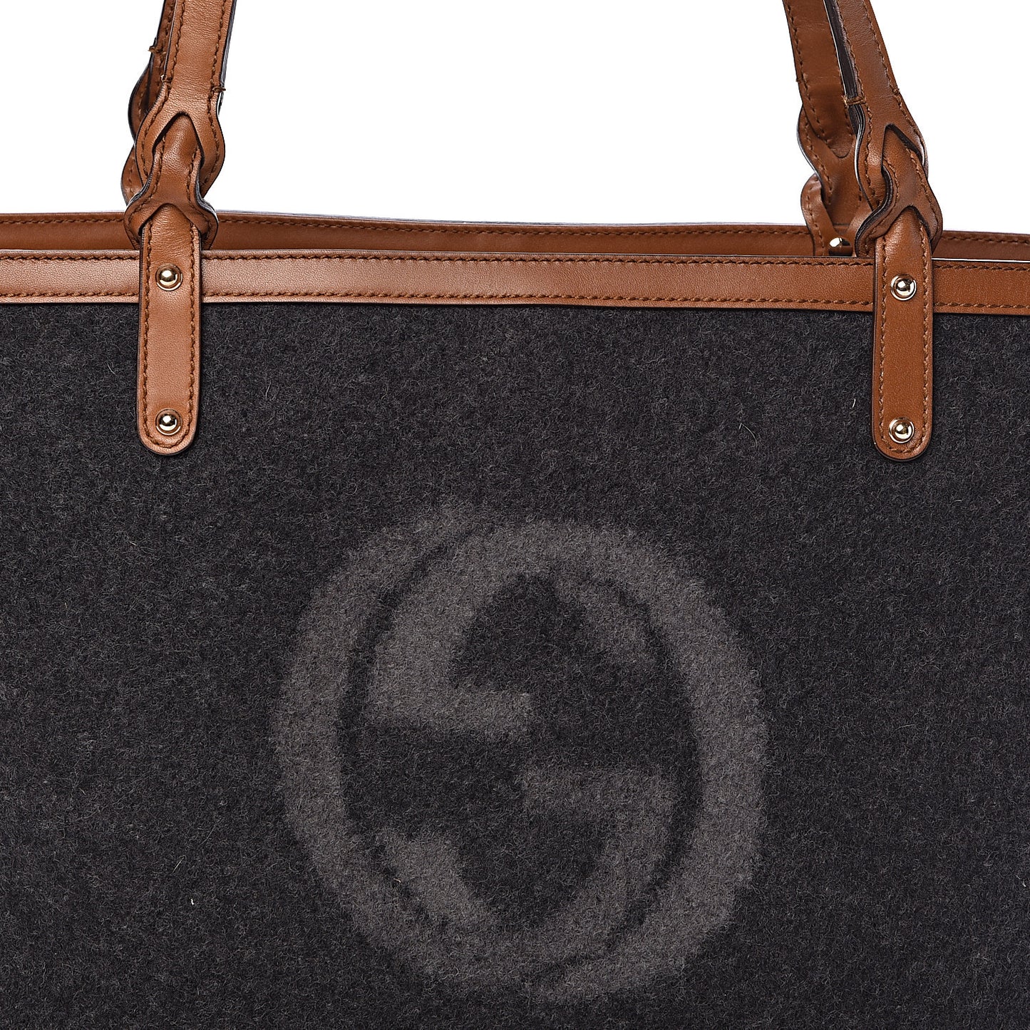 Wool Calfskin Medium Craft Tote Black Brown