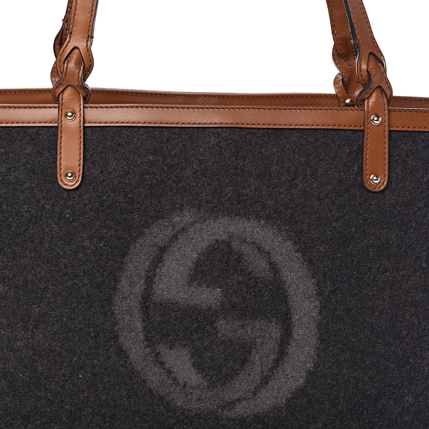 Gucci Wool Calfskin Medium Craft Tote Black Brown 11 of 11