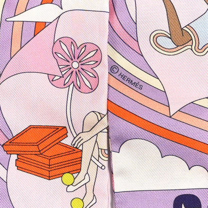 Hermes Silk Carres Volants Twilly Lilas Rose Pale Or 4 of 4