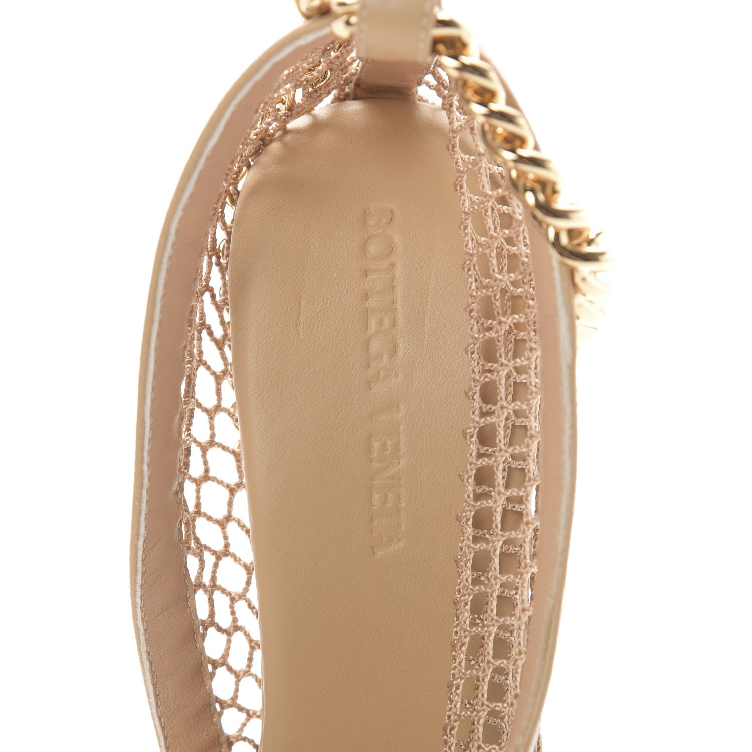 Bottega Veneta Mesh Nappa Chunky Chain Sandals 37.5 Beige Pony 6 of 8