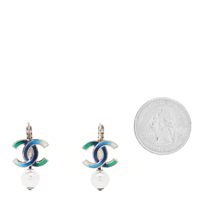 Chanel Enamel CC Pearl Drop Earrings Multicolor 2 of 4