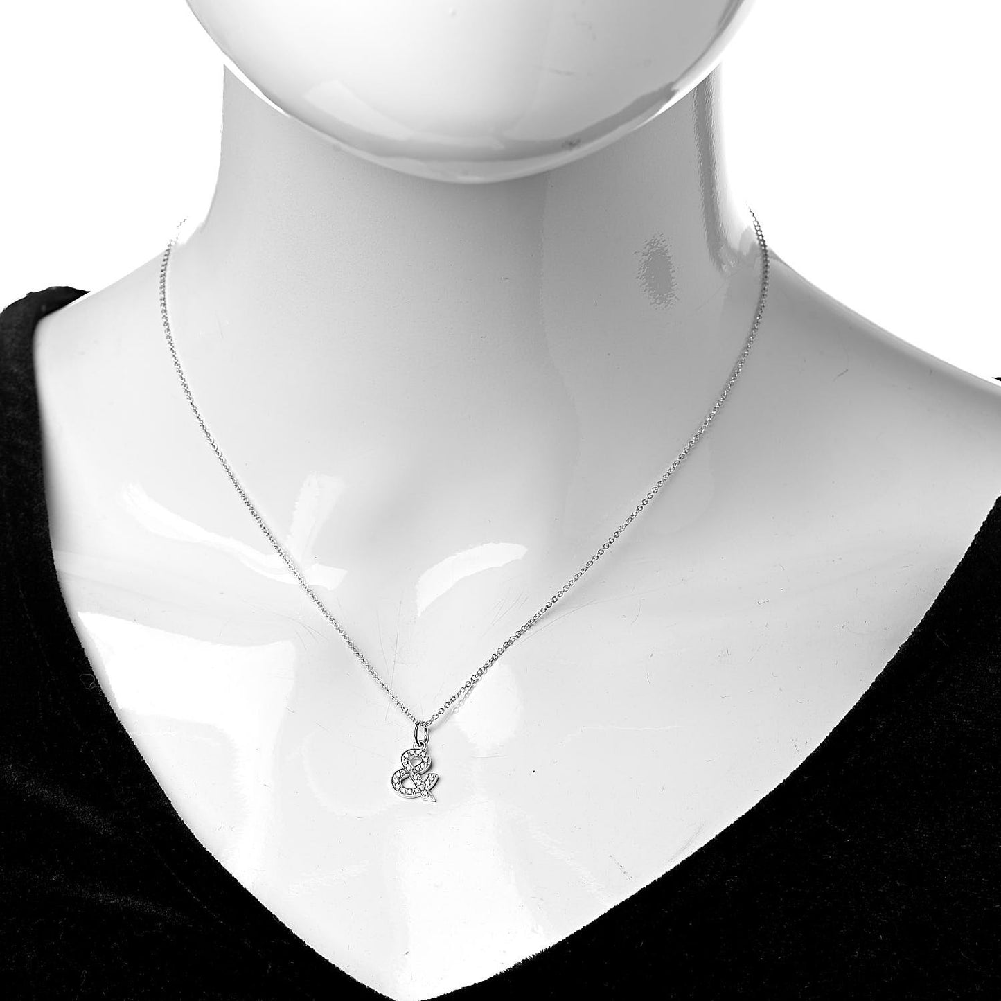 18K White Gold Diamond Medium Ampersand Pendant Necklace