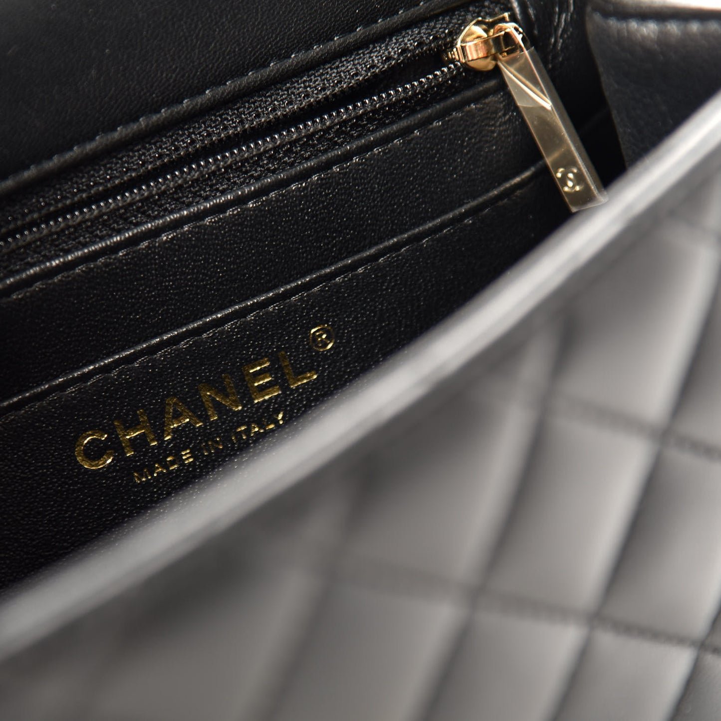 Lambskin Quilted Mini Square Flap Black