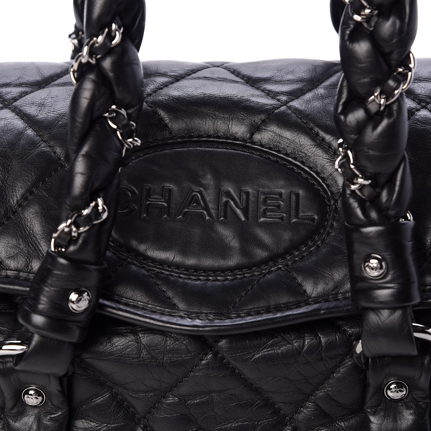Chanel Distressed Lambskin Lady Braid Flap Tote Black 10 of 10