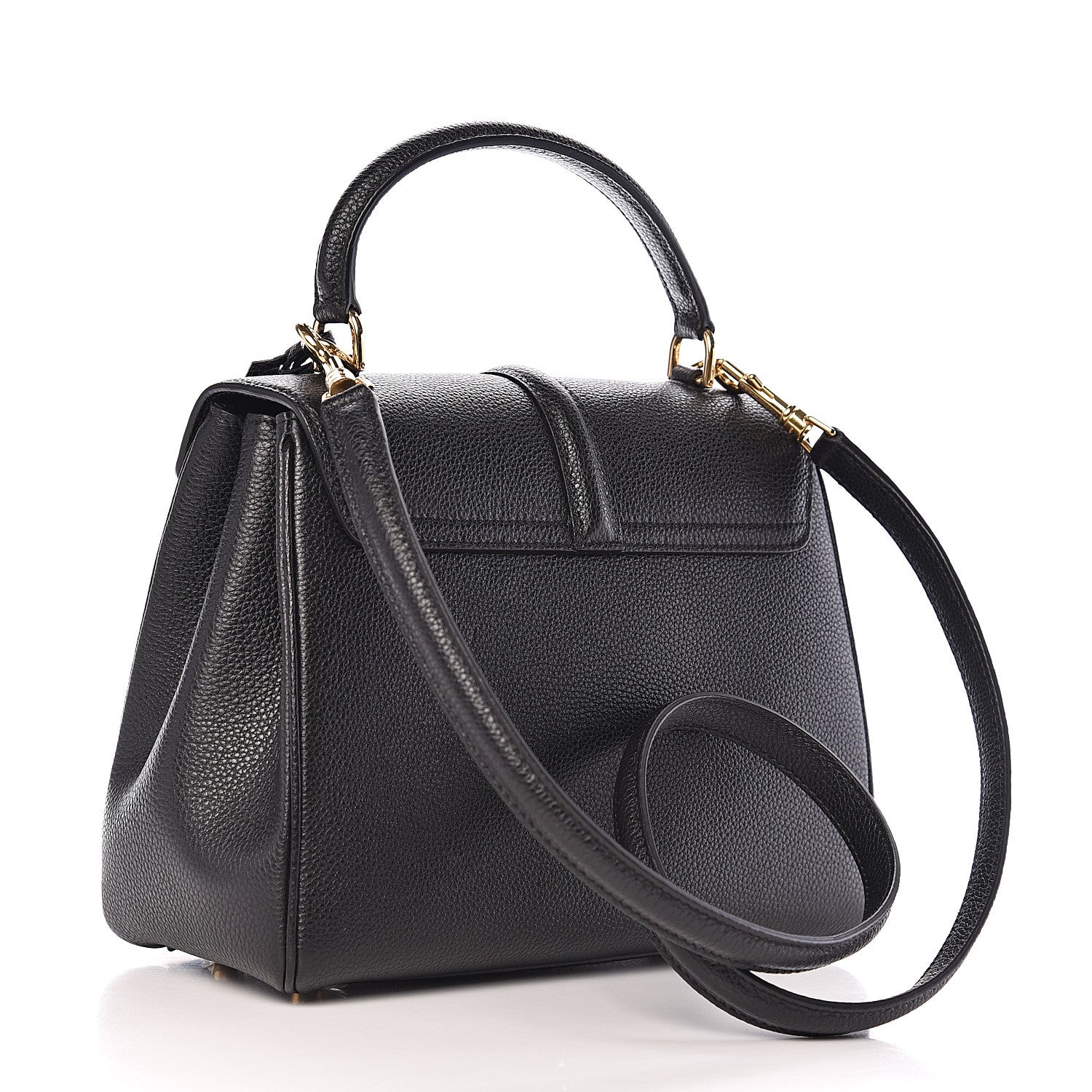 Celine Grained Calfskin Small 16 Top Handle Bag Black 2 of 9