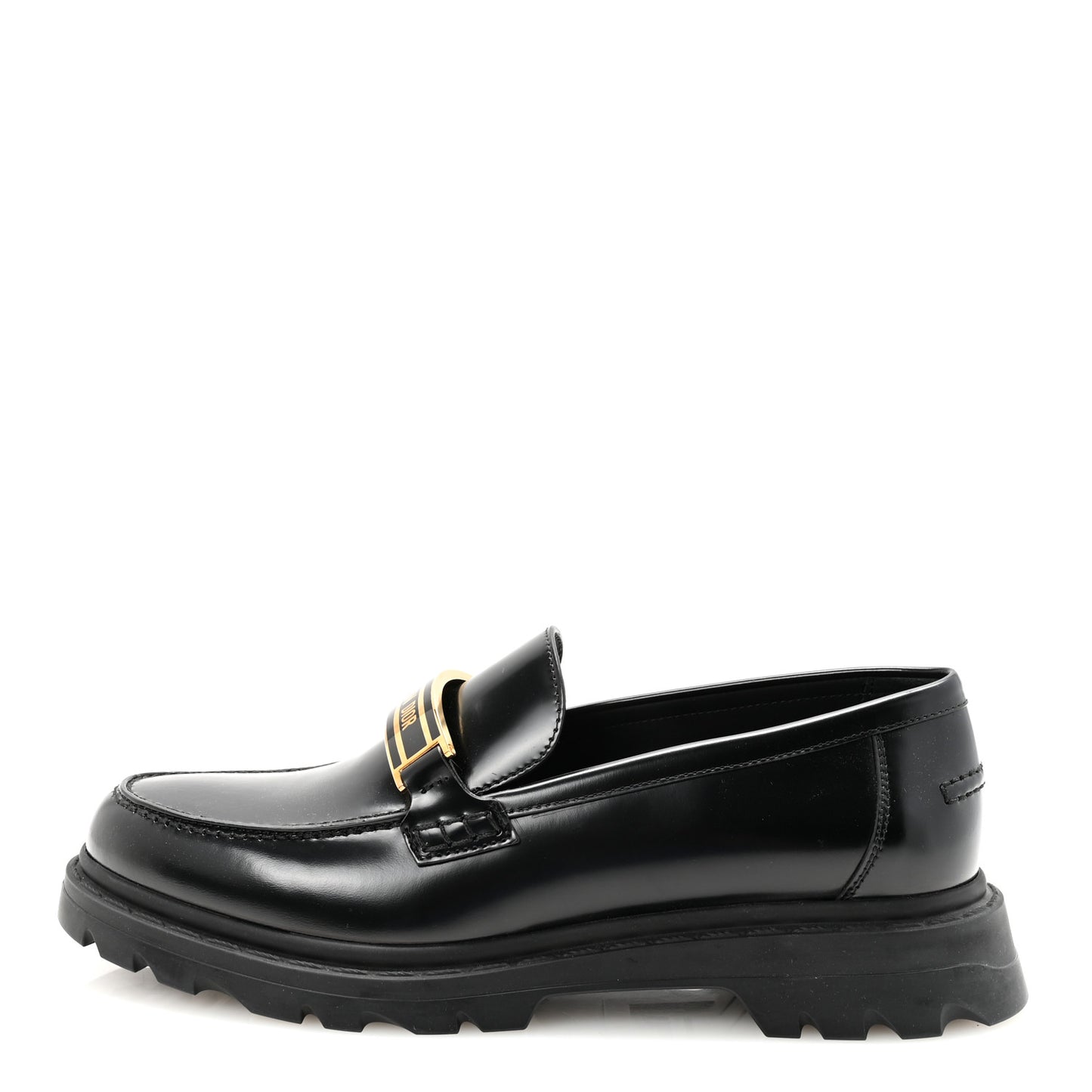 Brushed Calfskin Rubber Dior Code Cap Toe Lug Sole 35mm Loafers 40 Black