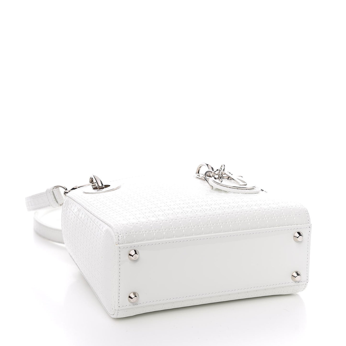 Patent Micro-Cannage Mini Lady Dior White