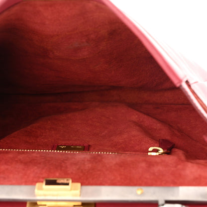 Fendi Vitello Suede Large Peekaboo Iconic Satchel Rubino Peonia 5 of 16