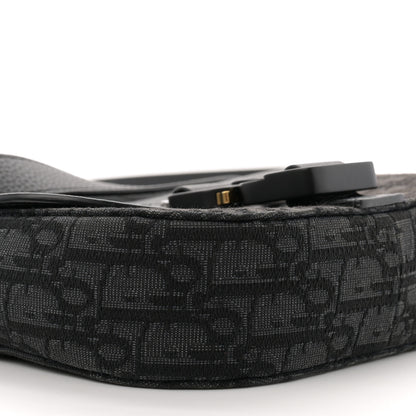 Christian Dior Oblique Jacquard Grained Calfskin Mini Saddle Messenger Bag With Flap Black 9 of 13