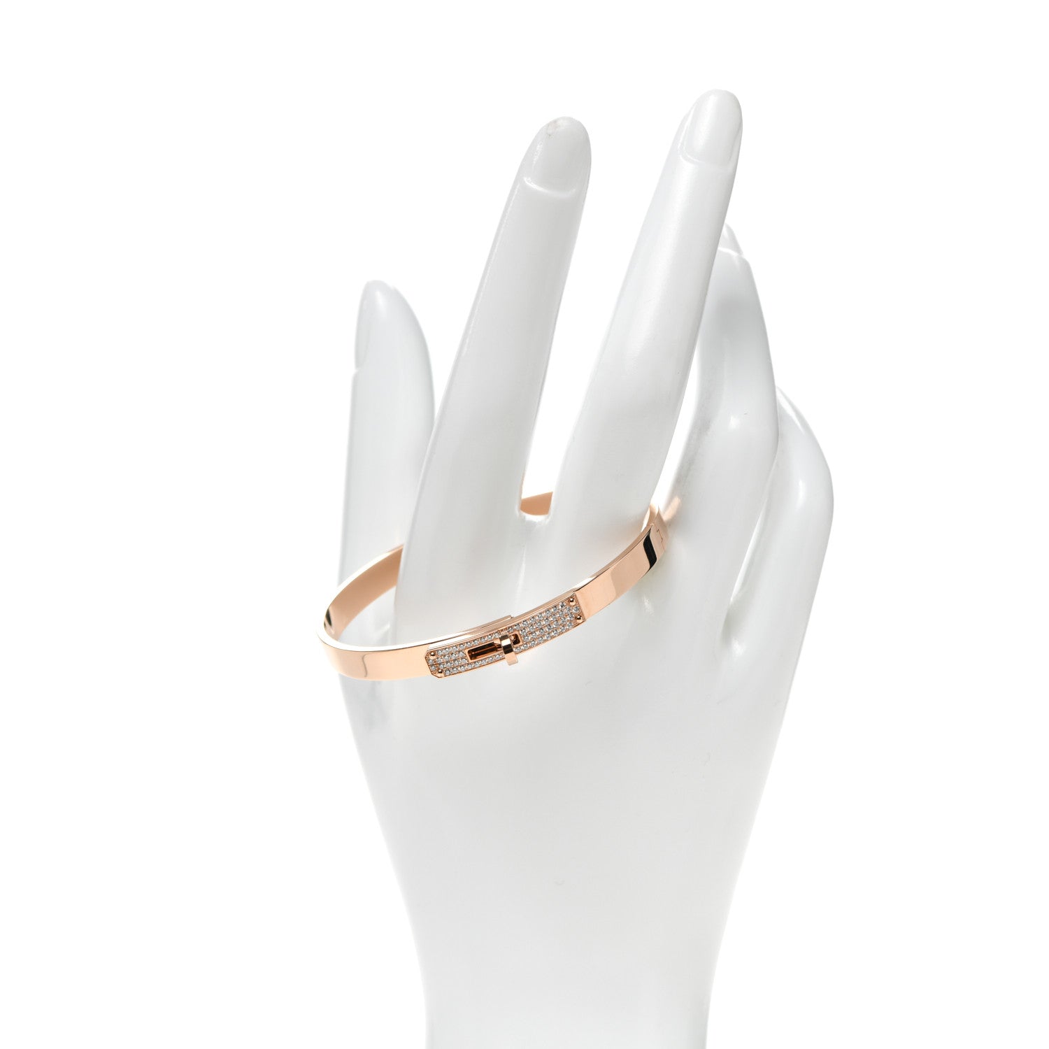 Hermes 18K Rose Gold Diamond PM Kelly Pave Bracelet SH 2 of 5