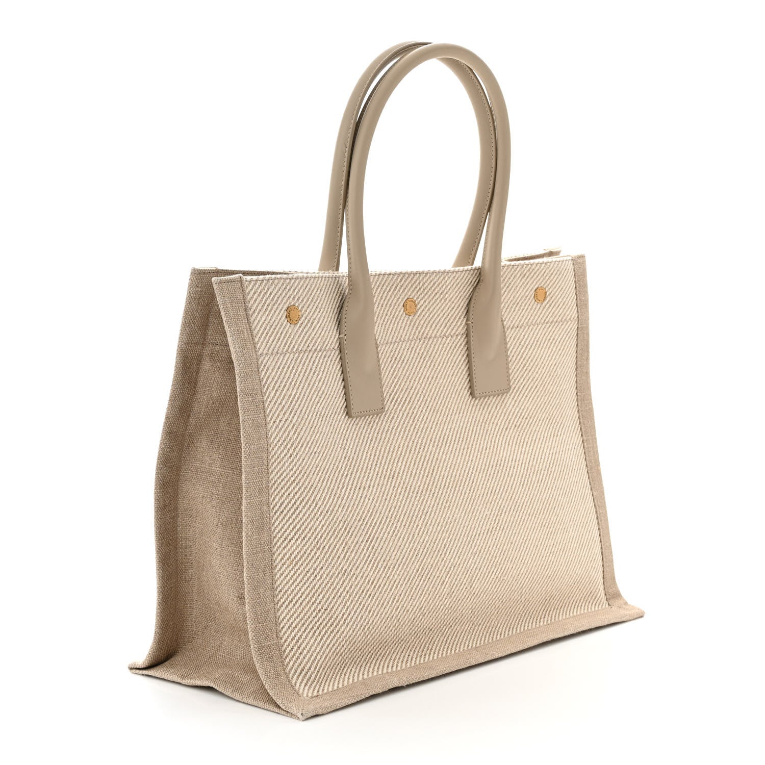 Saint Laurent Linen Calfskin Small Rive Gauche Tote Beige Sea Salt 3 of 10