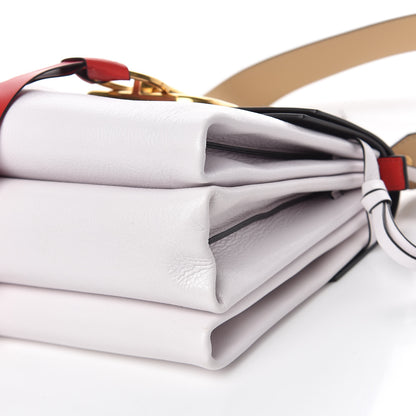 Valentino Garavani Buffalo Smooth Calfskin Small VRing Shoulder Bag Rose Cannelle White Cerise 8 of 11