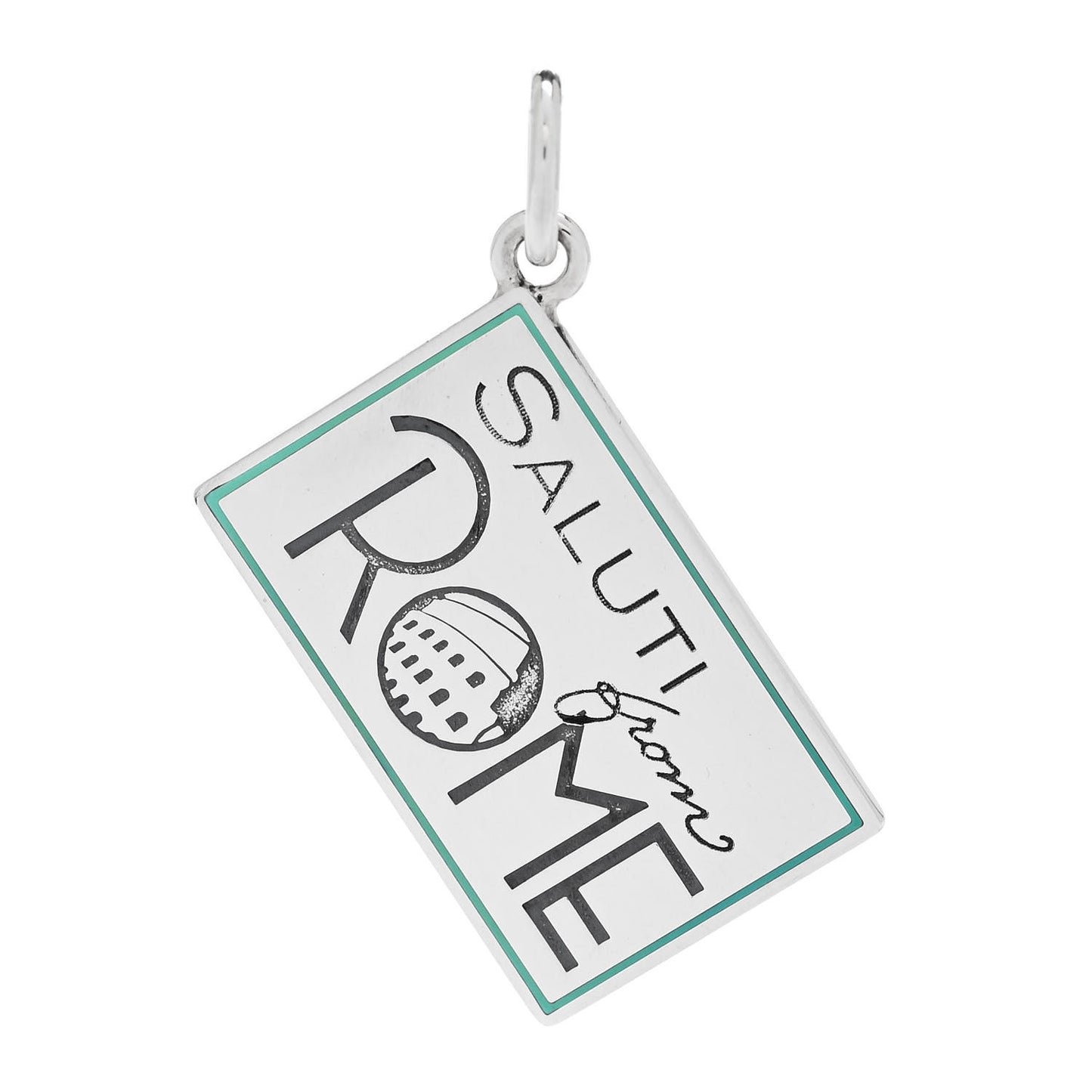 Sterling Silver Enamel Rome Postcard Charm Blue