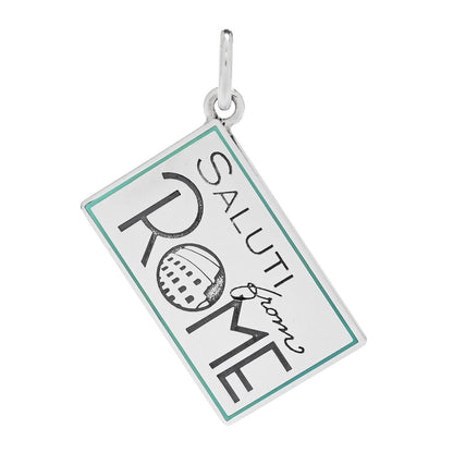 Tiffany Sterling Silver Enamel Rome Postcard Charm Blue 1 of 5